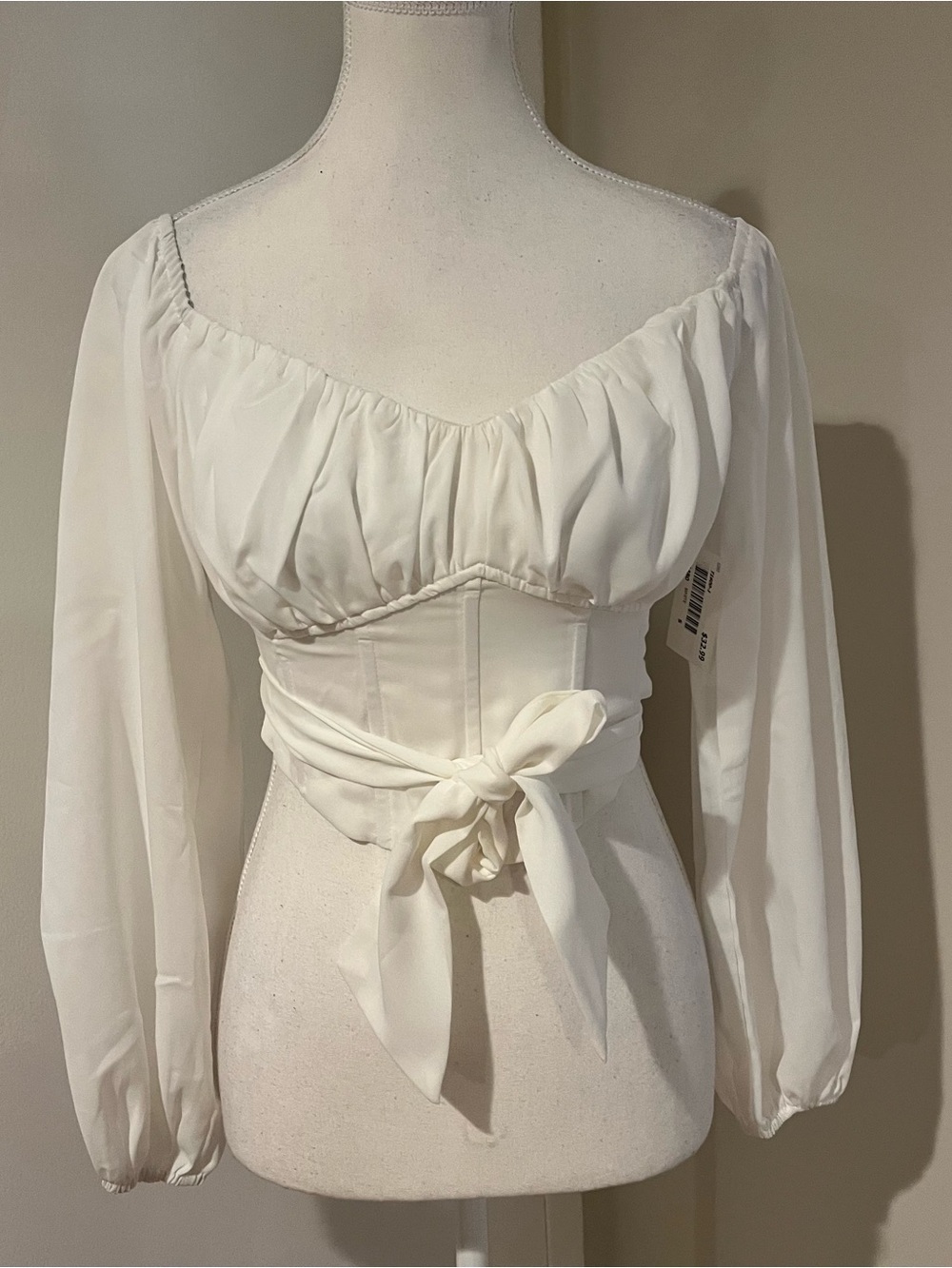 His & Hers White Tie-Front Milkmaid Blouse with Corset Bustier